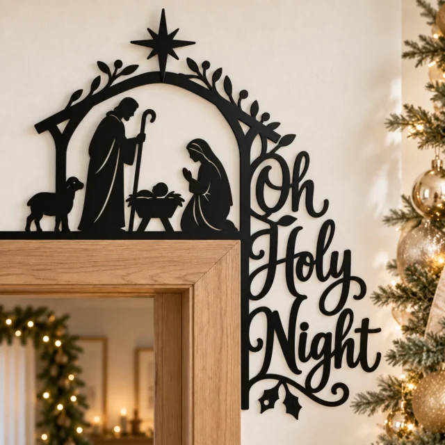 Oh Holy Night corner topper in black