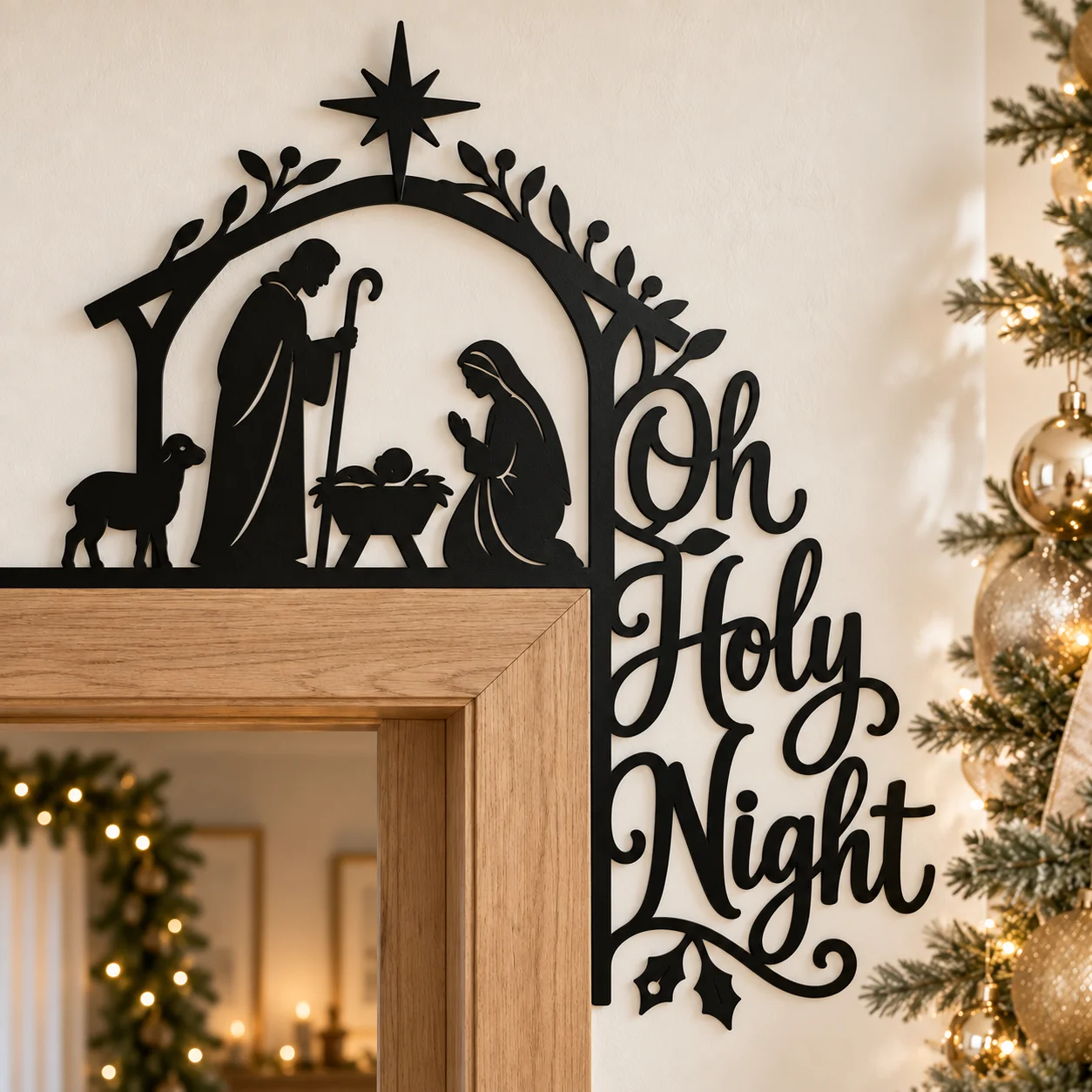 Oh Holy Night corner topper in black